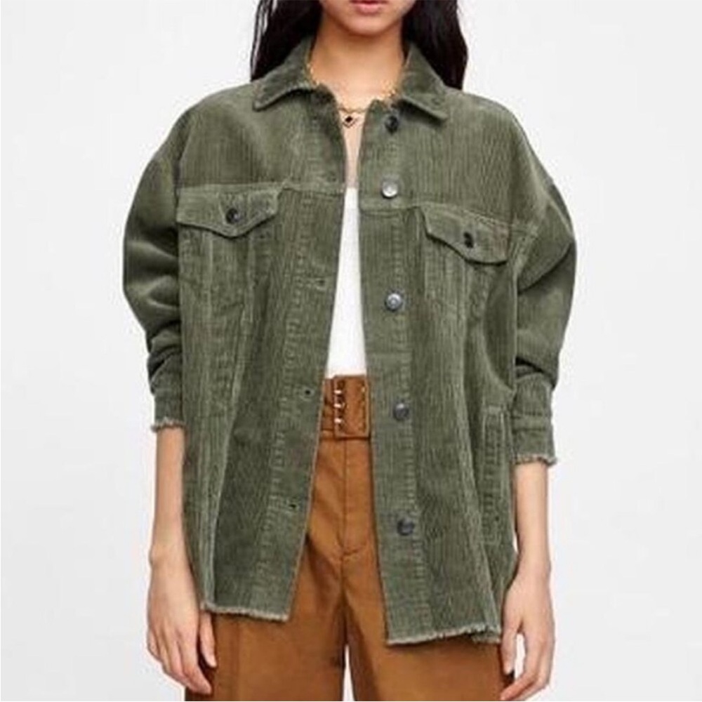 Zara Oversized Cream Corduroy Jacket - Picture 2 of 4